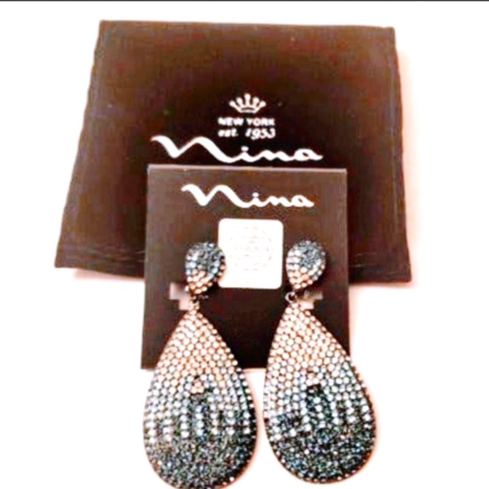 NEW Nina Pave Swarovski Teardrop Ombre Earrings